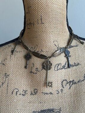Antique-Style Bronze Key Charm Necklace